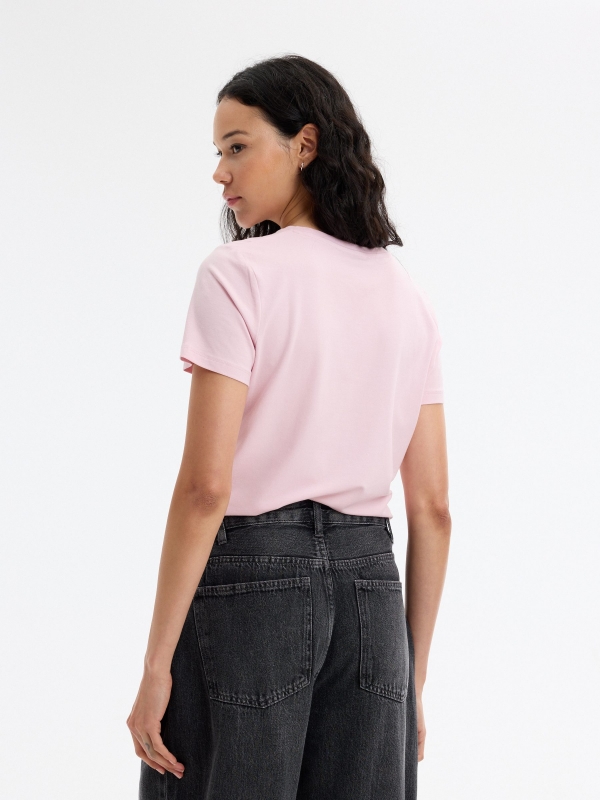 Regular fit modal t-shirt light pink middle back view