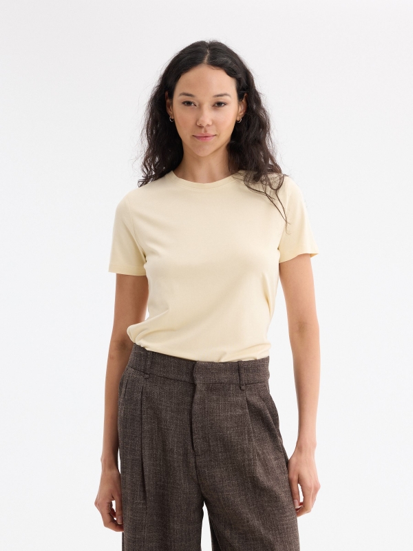 Regular fit modal t-shirt vanilla middle front view