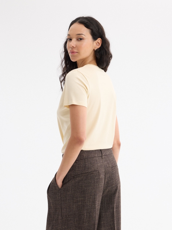 Regular fit modal t-shirt vanilla middle back view