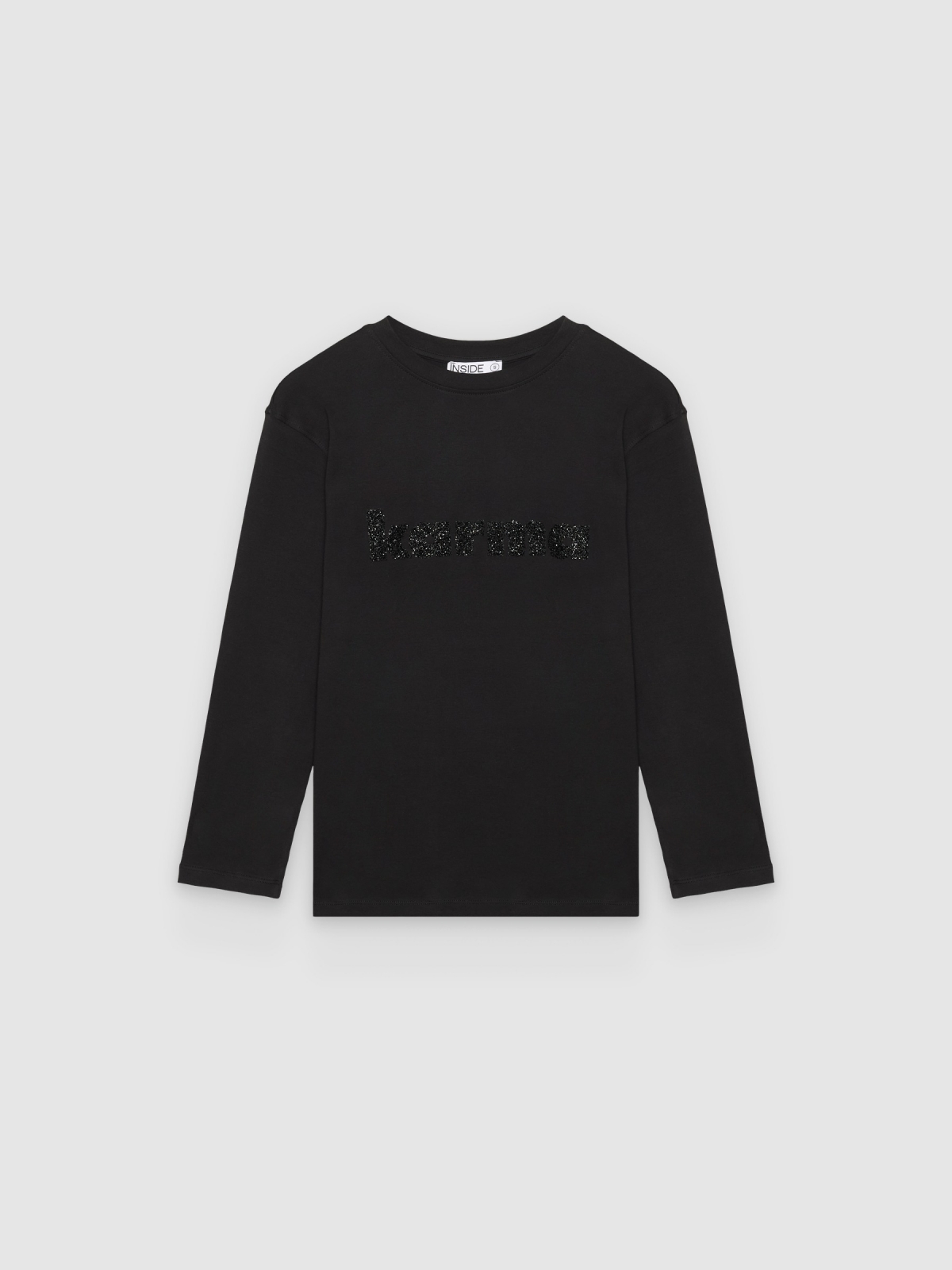 %Pto% Long sleeve t-shirt karma print black front view