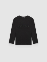 %Pto% Long sleeve t-shirt karma print black front view