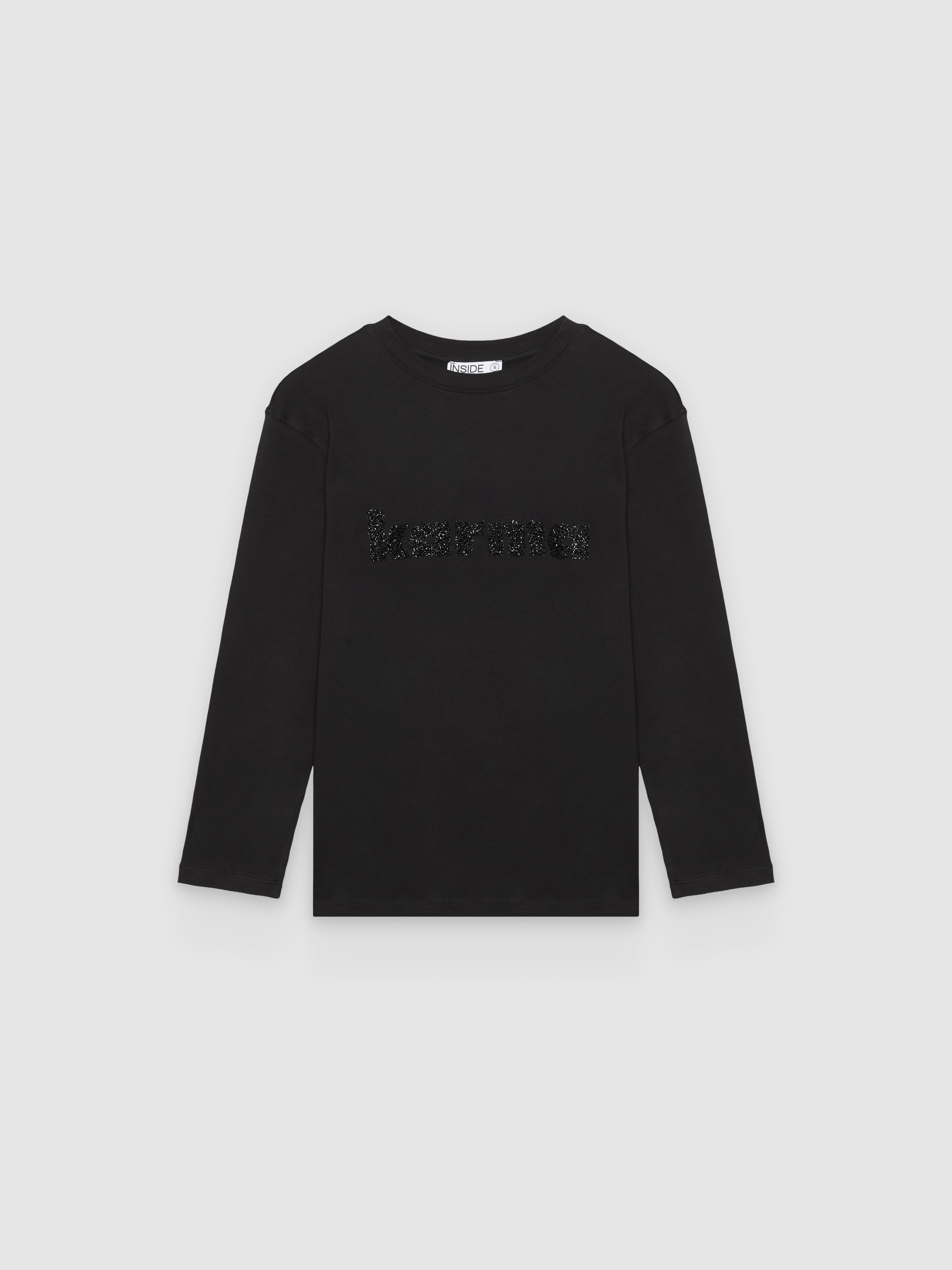 %Pto% Long sleeve t-shirt karma print black front view
