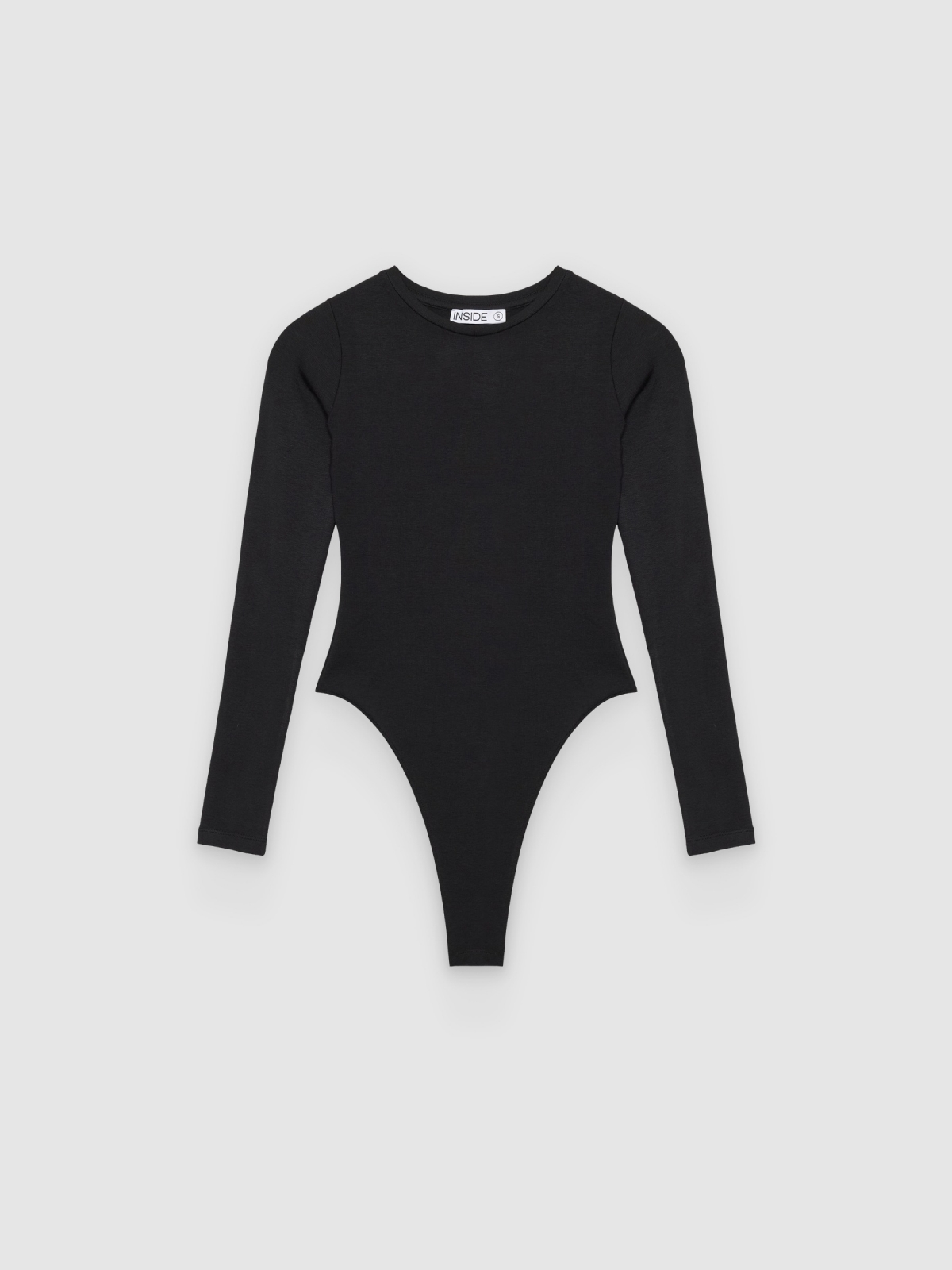 %Pto% Body manga comprida básico preto vista frontal