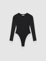 %Pto% Body manga comprida básico preto vista frontal