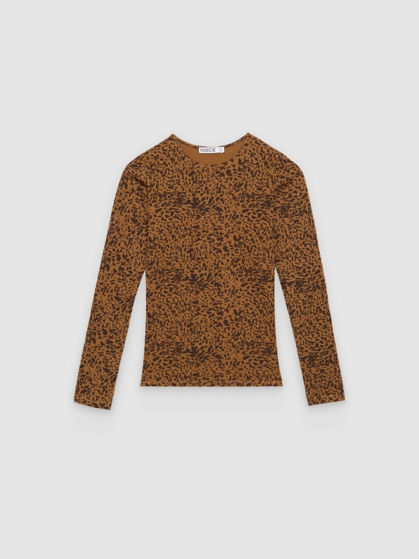  Animal print long sleeve t-shirt camel front view