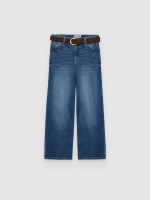 %Pto% Jeans culotte con cinturón azul oscuro vista frontal
