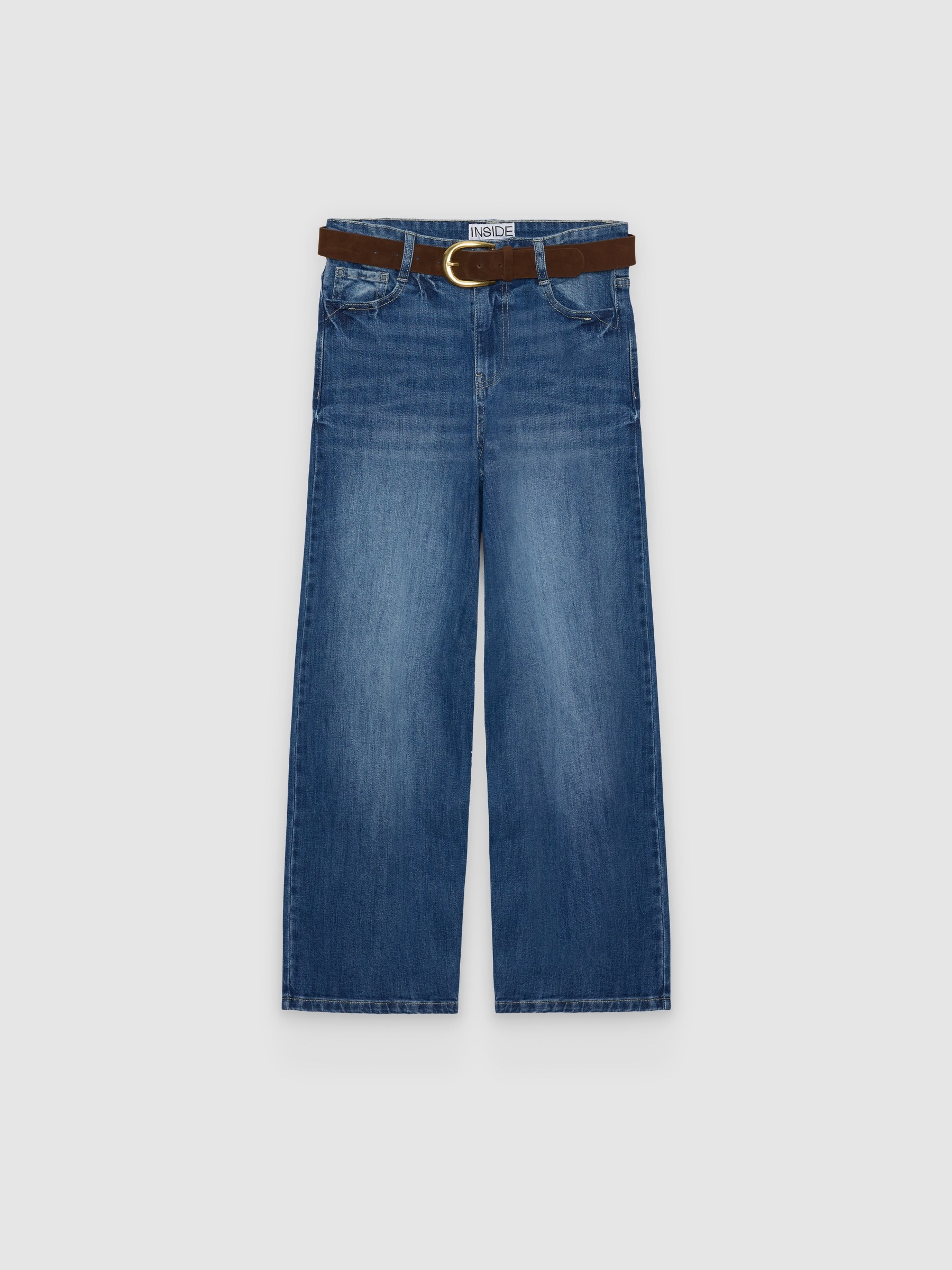  Jeans culotte con cinturón azul oscuro vista frontal