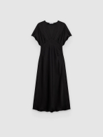 %Pto% Satin midi dress black front view
