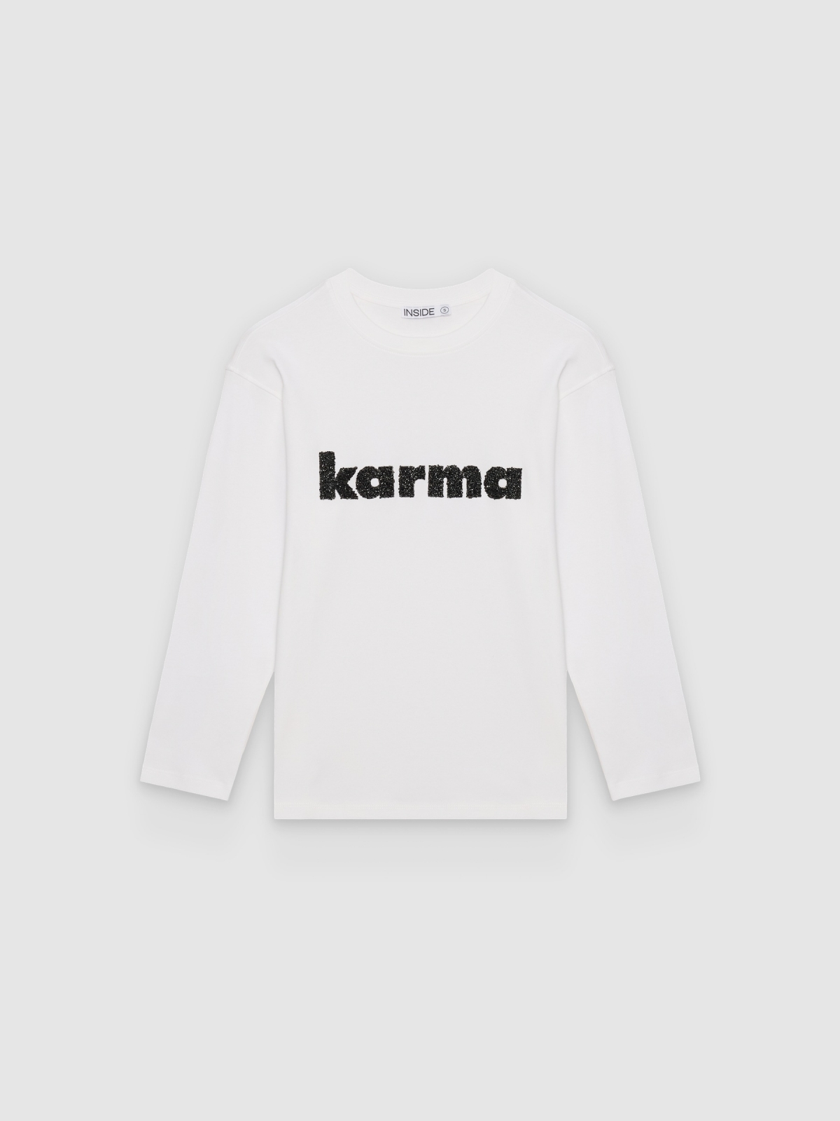 %Pto% Long sleeve t-shirt karma print white front view