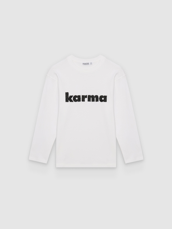  Camiseta manga larga print karma blanco vista frontal