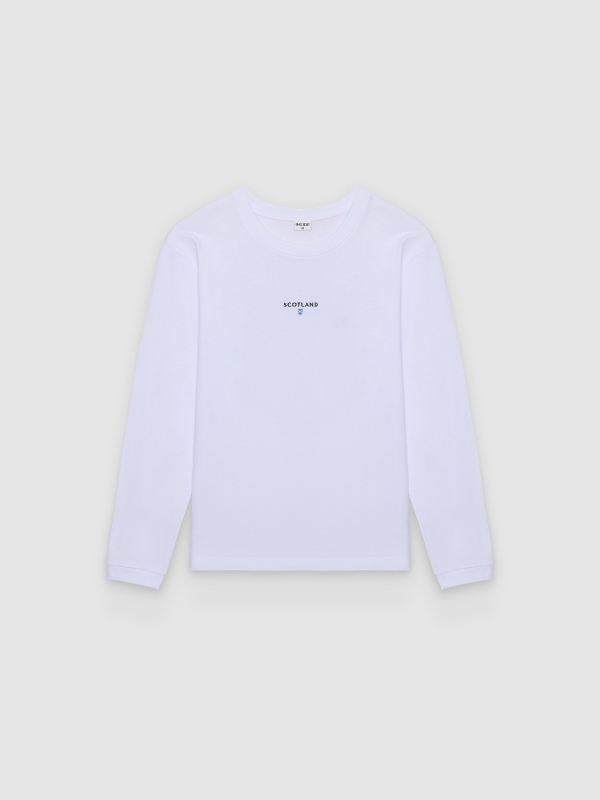 Long sleeve Scotland print t-shirt white back view