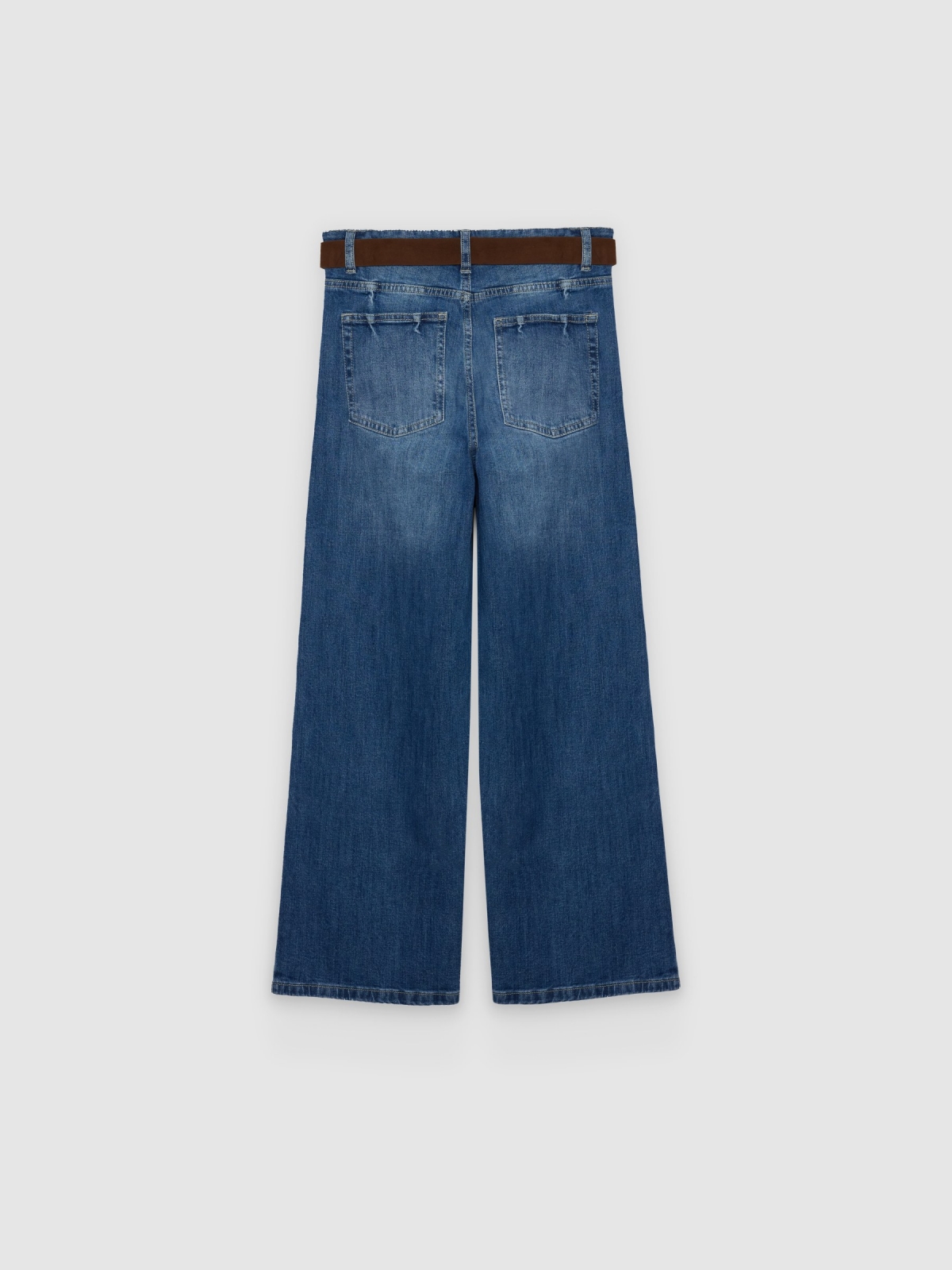 Jeans culotte com cinto azul escuro vista traseira
