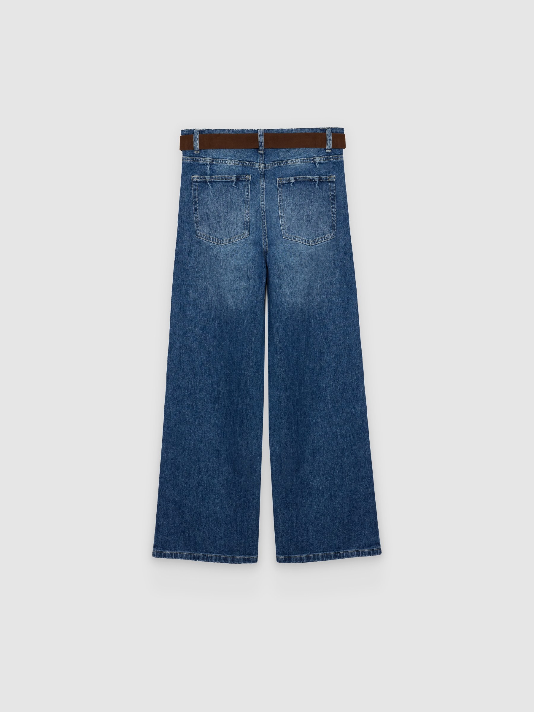  Jeans culotte con cinturón azul oscuro vista frontal