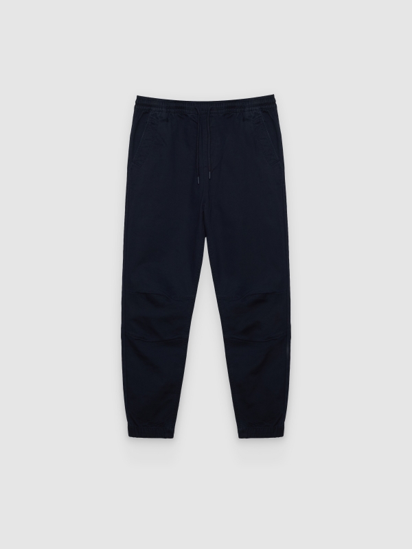  Knit denim jogger pants navy front view