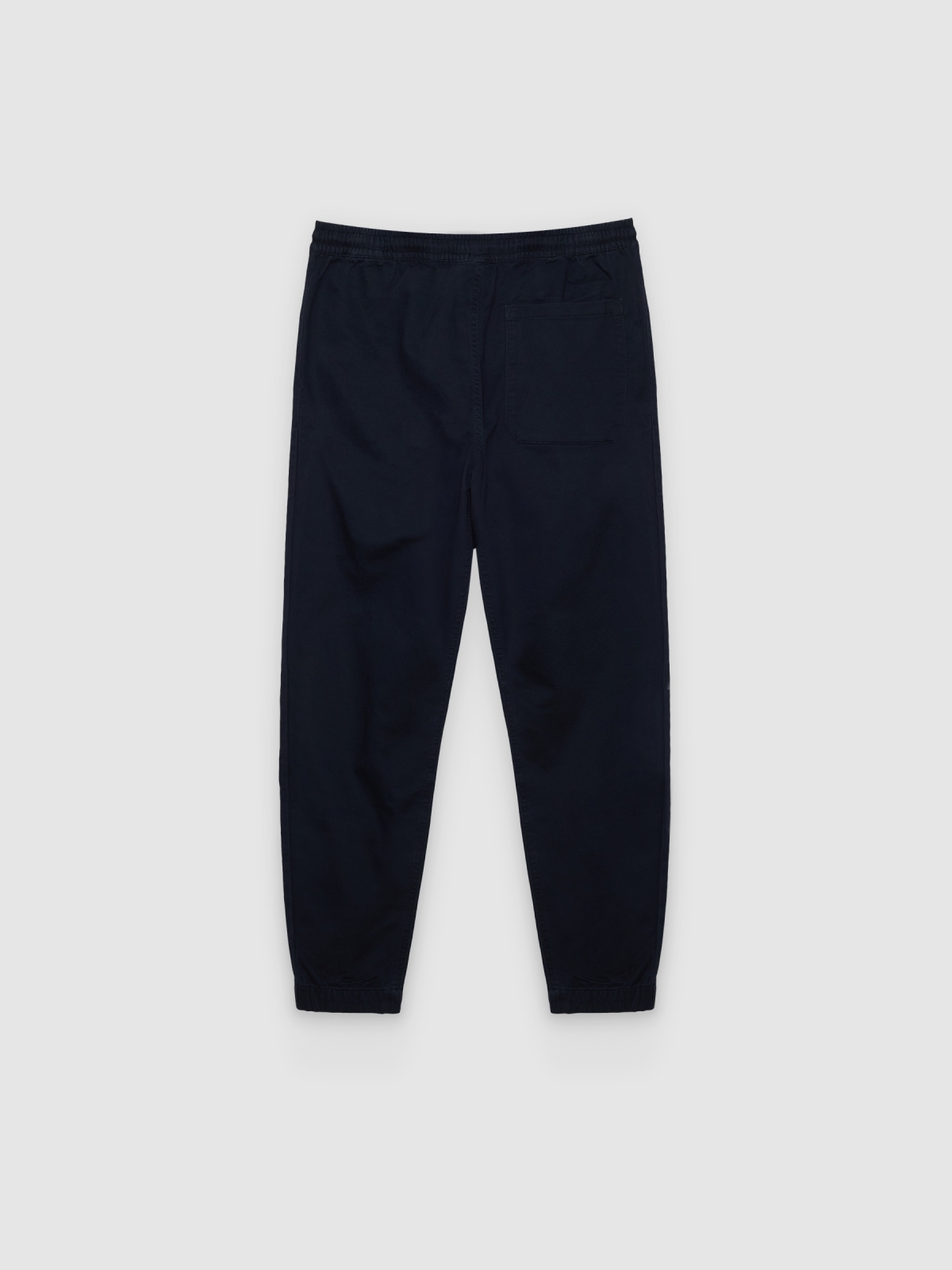 Knit denim jogger pants navy back view