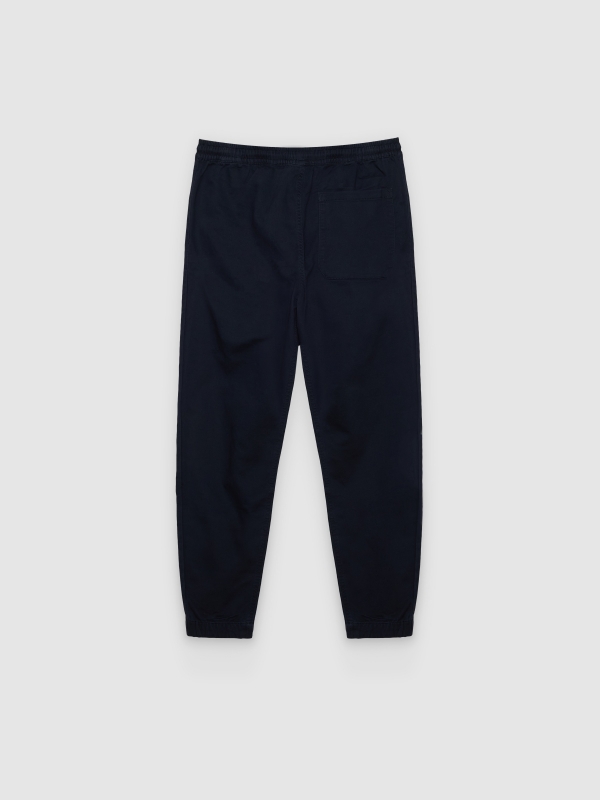 Knit denim jogger pants navy back view