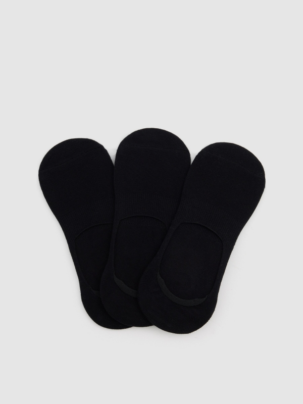 Calcetines pinkies negros (3 pares)vista media frontal