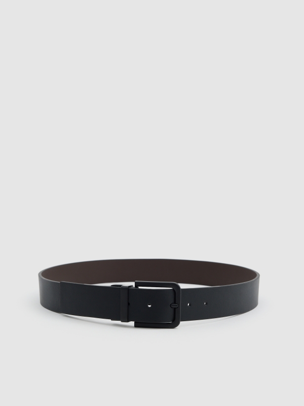 Reversible faux leather belt brown