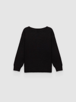 %Pto% Camisola de malha básica gola barco preto vista frontal