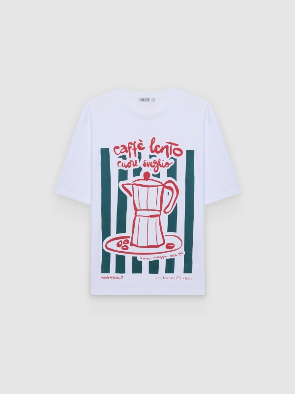  T-shirt oversize caffe lento branco vista frontal