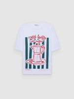 %Pto% Oversize T-shirt caffe lento white front view