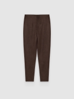 %Pto% Calça jegging com efeito camurça chocolate vista frontal