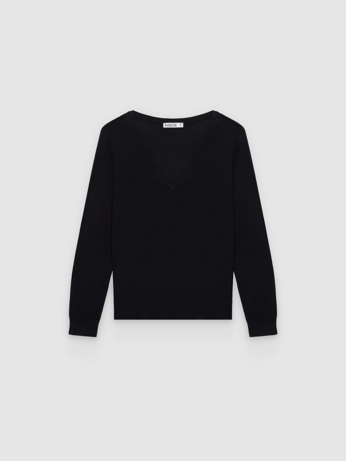 %Pto% Basic V-neck regular fit jumper black front view