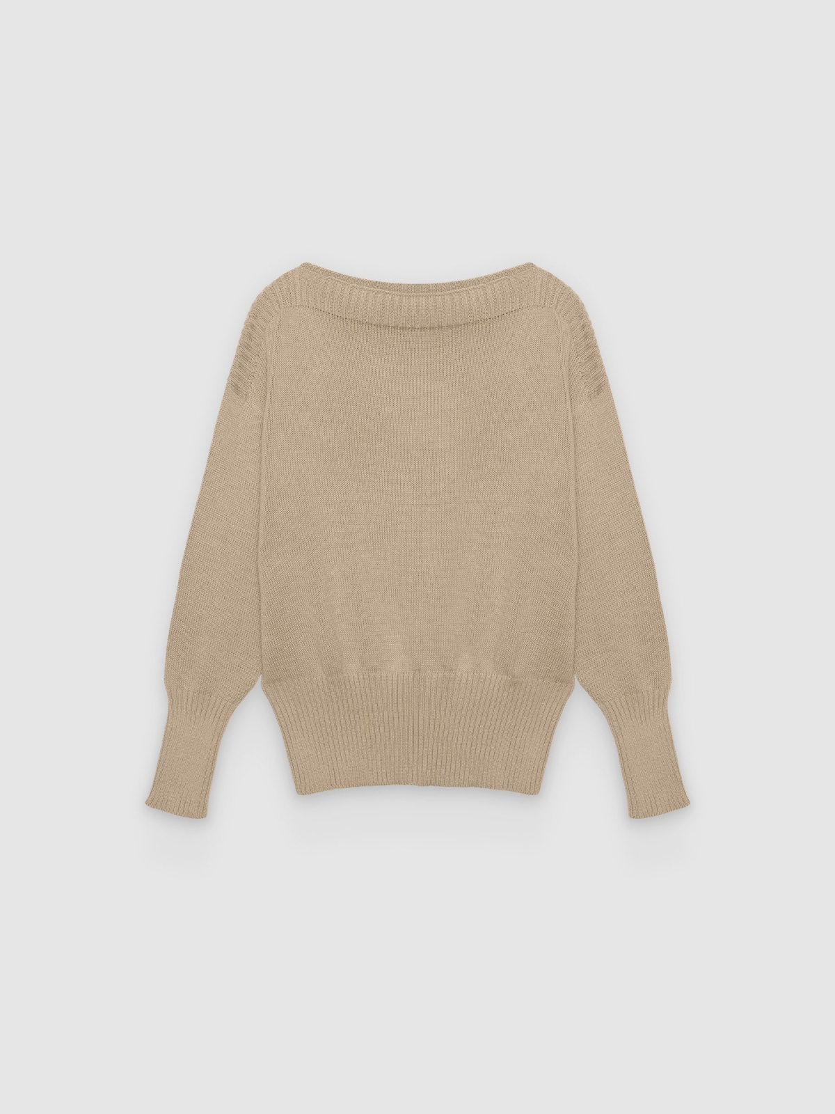 %Pto% Boat Neck Knit Sweater camel front view