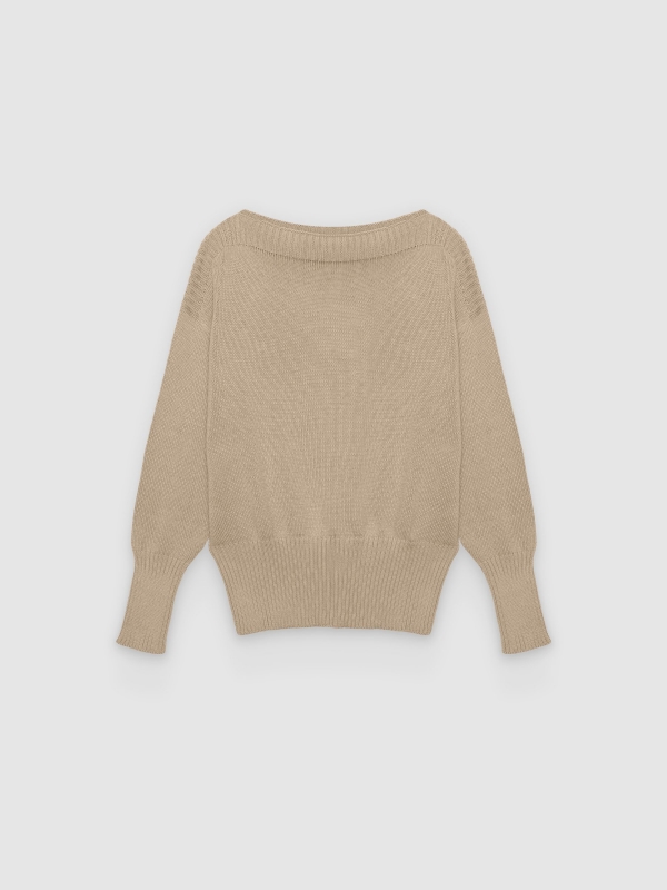  Boat Neck Knit Sweater camel front view