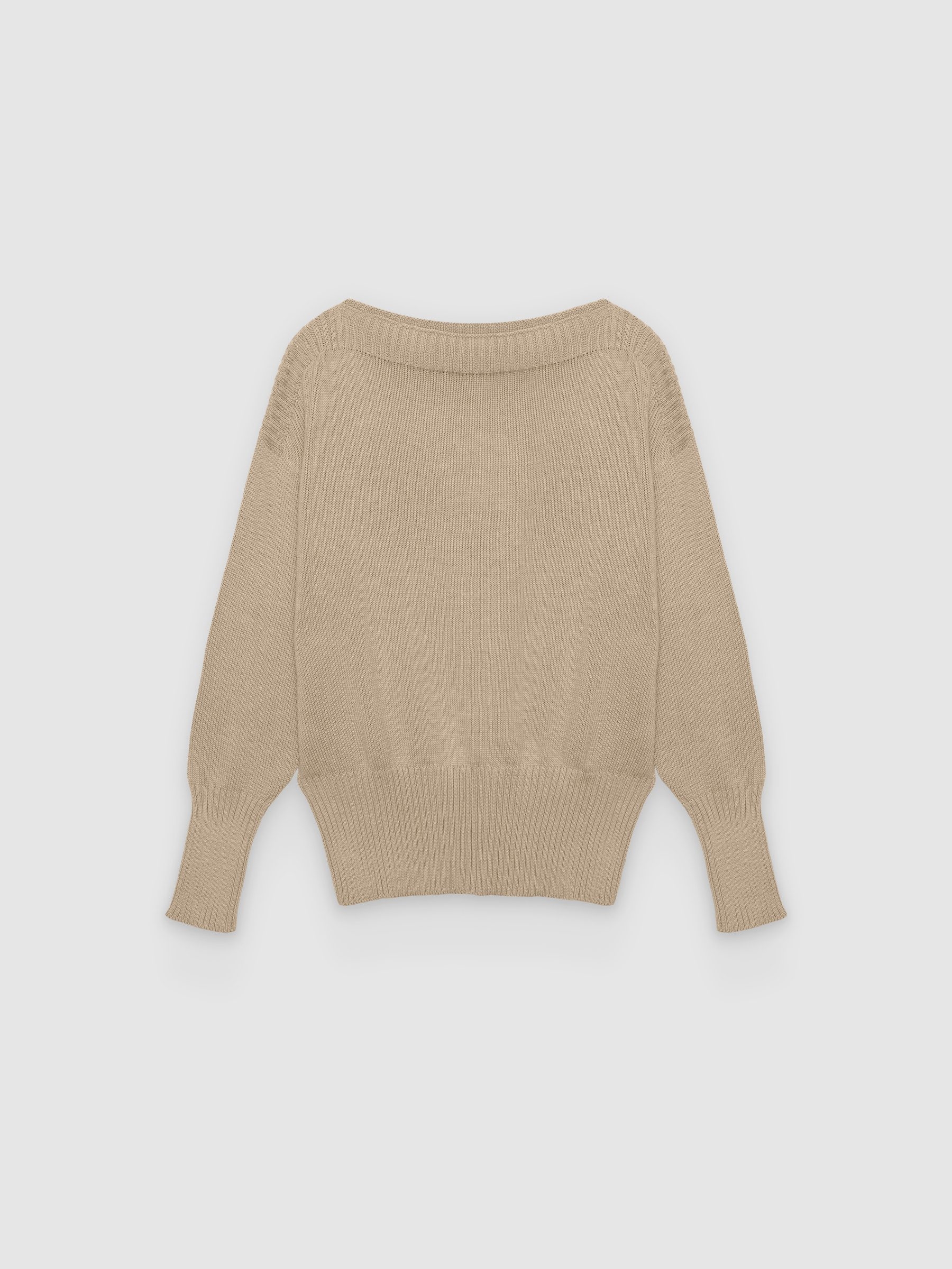  Boat Neck Knit Sweater camel front view