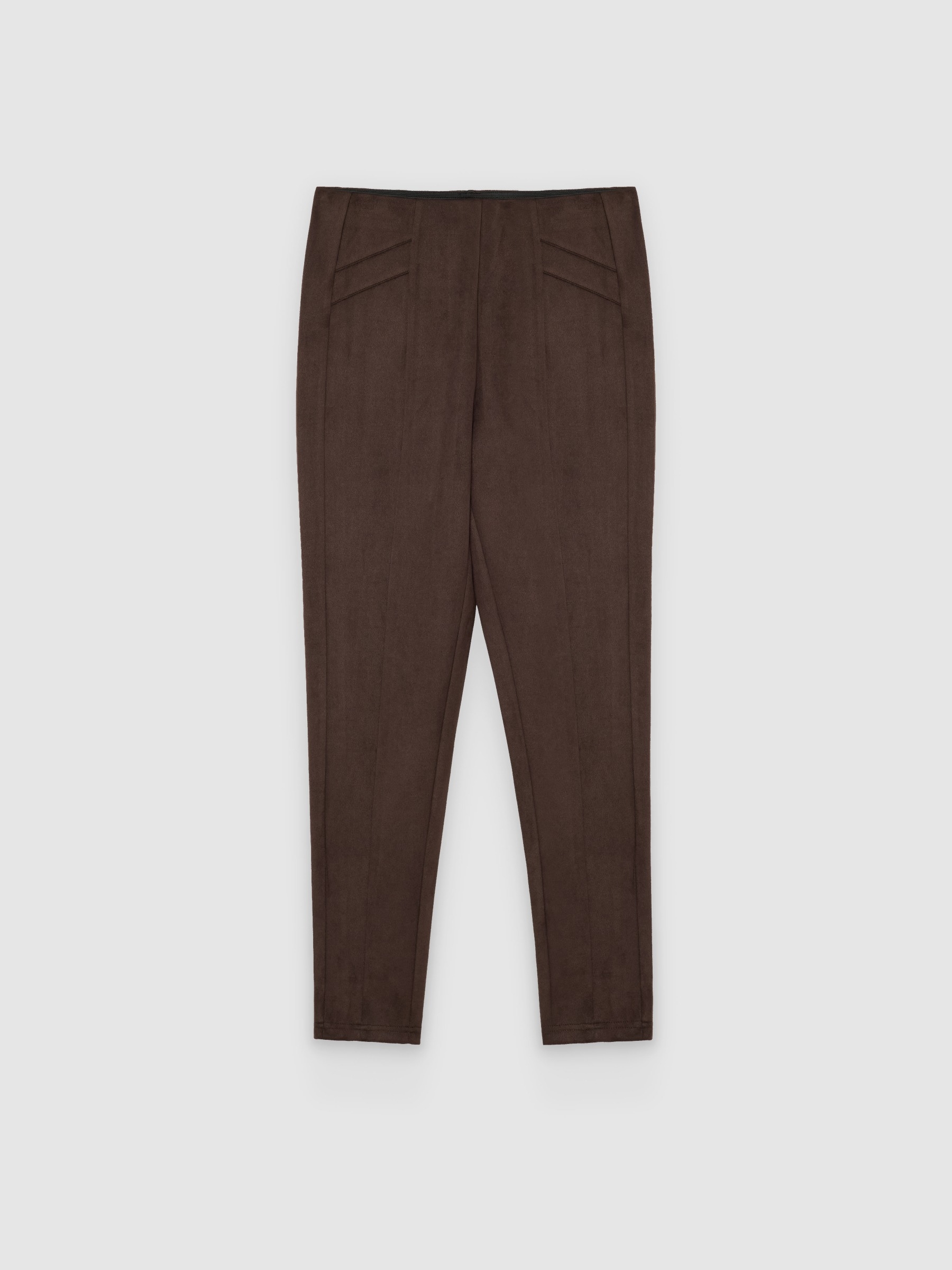  Pantalón jegging efecto ante chocolate vista frontal