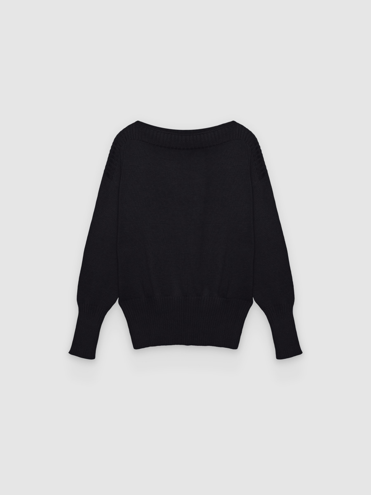 %Pto% Camisola de malha com decote barco preto vista frontal