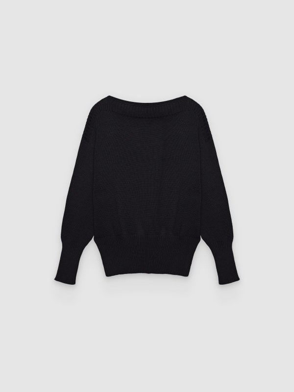  Boat Neck Knit Sweater black front view