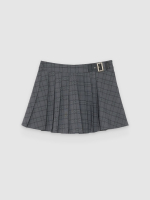%Pto% Saia-calça plissada com xadrez cinza vista frontal