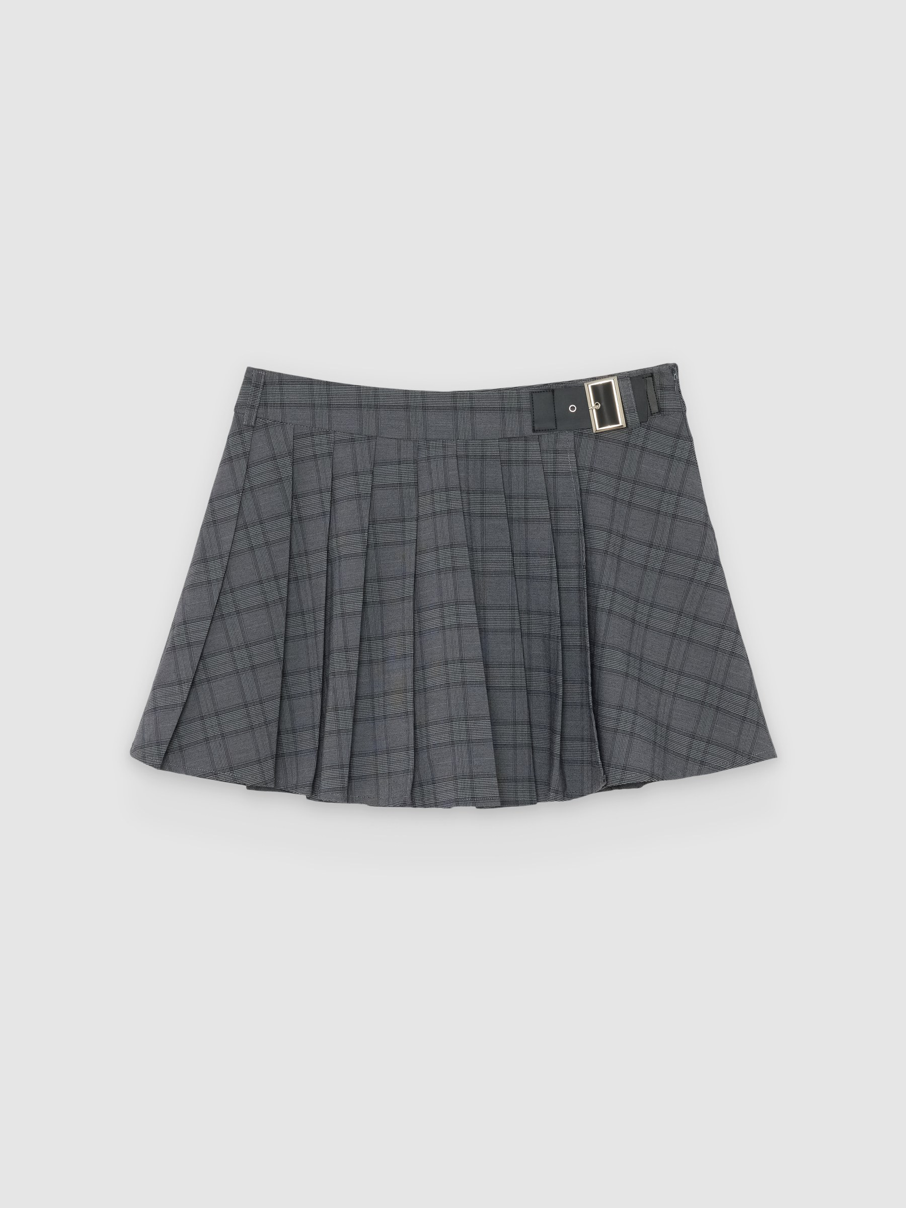 %Pto% Pleated checked skort grey front view