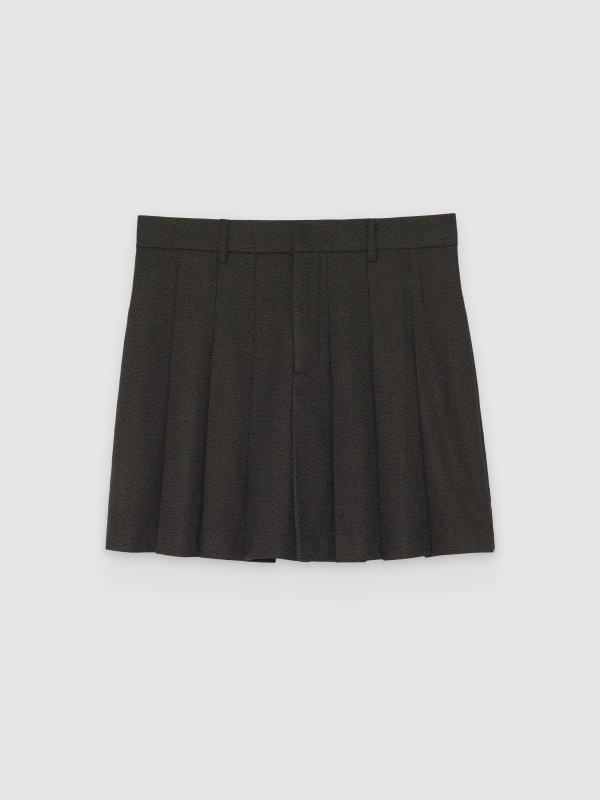  High-waisted pleated skirt-trousers dark brown front view