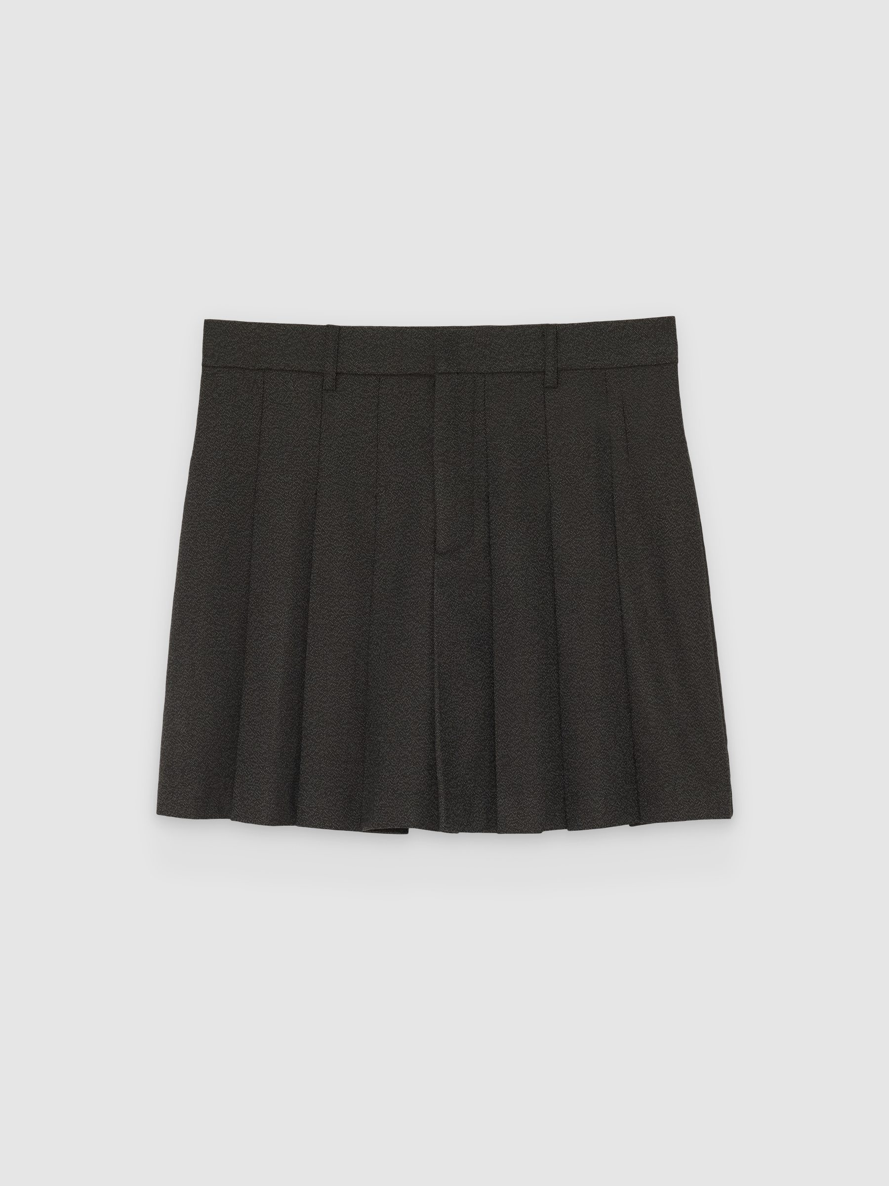 %Pto% High-waisted pleated skirt-trousers dark brown front view