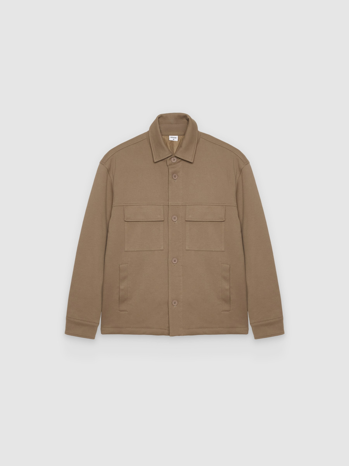 %Pto% Sobrecamisa acolchada de algodón camel vista frontal