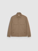 %Pto% Quilted cotton overshirt camel front view