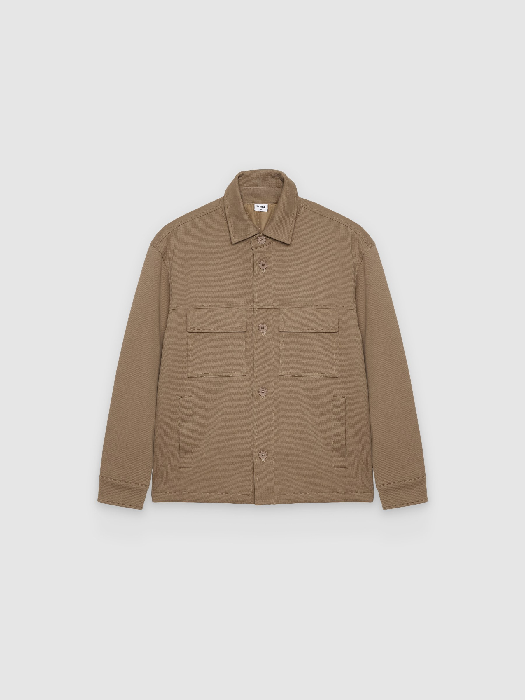 %Pto% Sobrecamisa acolchada de algodón camel vista frontal