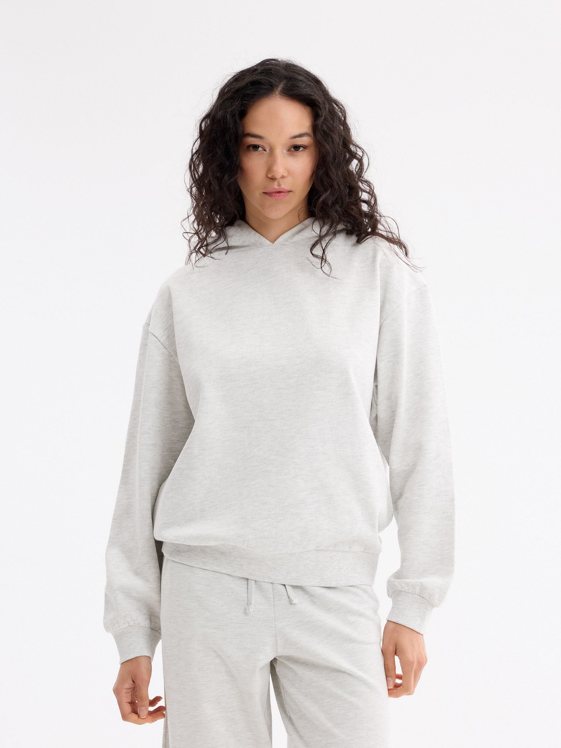 Sudadera con capucha soft melange claro vista media frontal