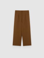 %Pto% Flowy jogger pants with pleats brown front view