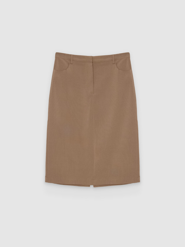  Falda lápiz maxi beige taupe vista frontal
