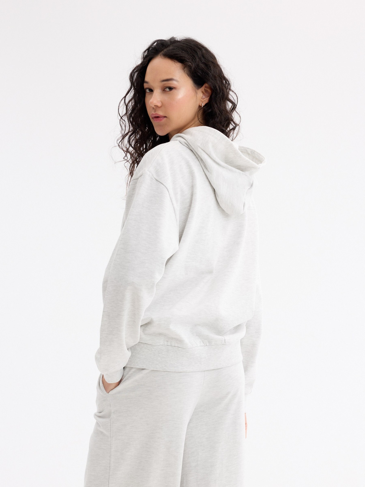 Soft hoodie sweatshirt light melange middle back view