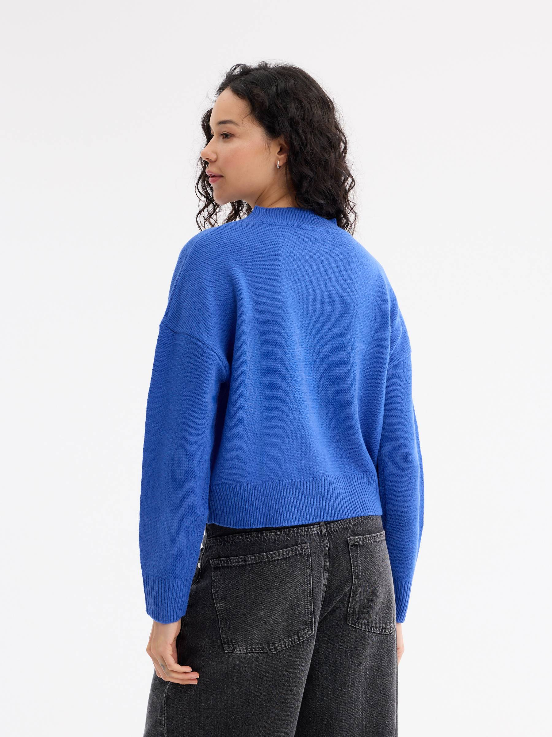 Crewneck jumper electric blue middle front view