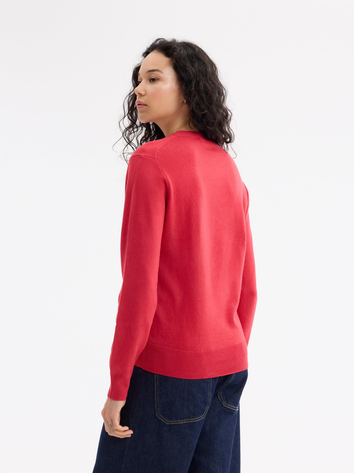 Camisola de malha de lã merino verde acinzentado vista meia traseira