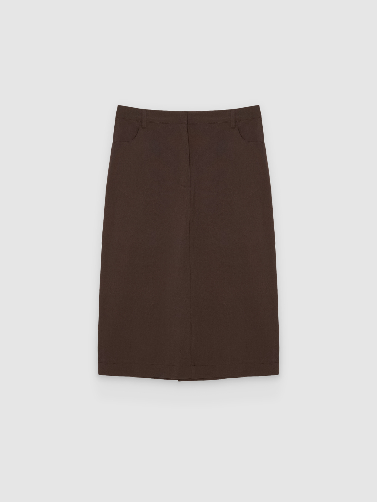 %Pto% Saia lápis maxi bege chocolate vista frontal