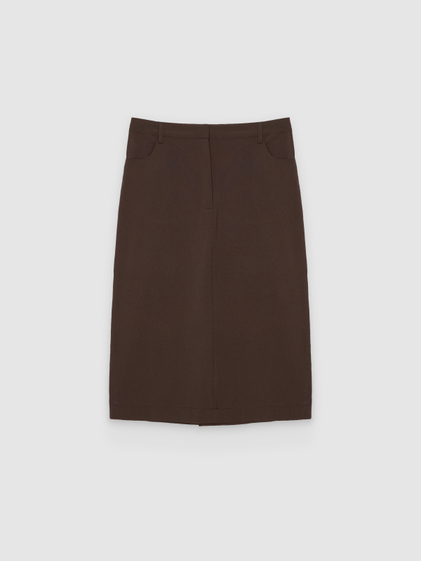  Falda lápiz maxi beige chocolate vista frontal