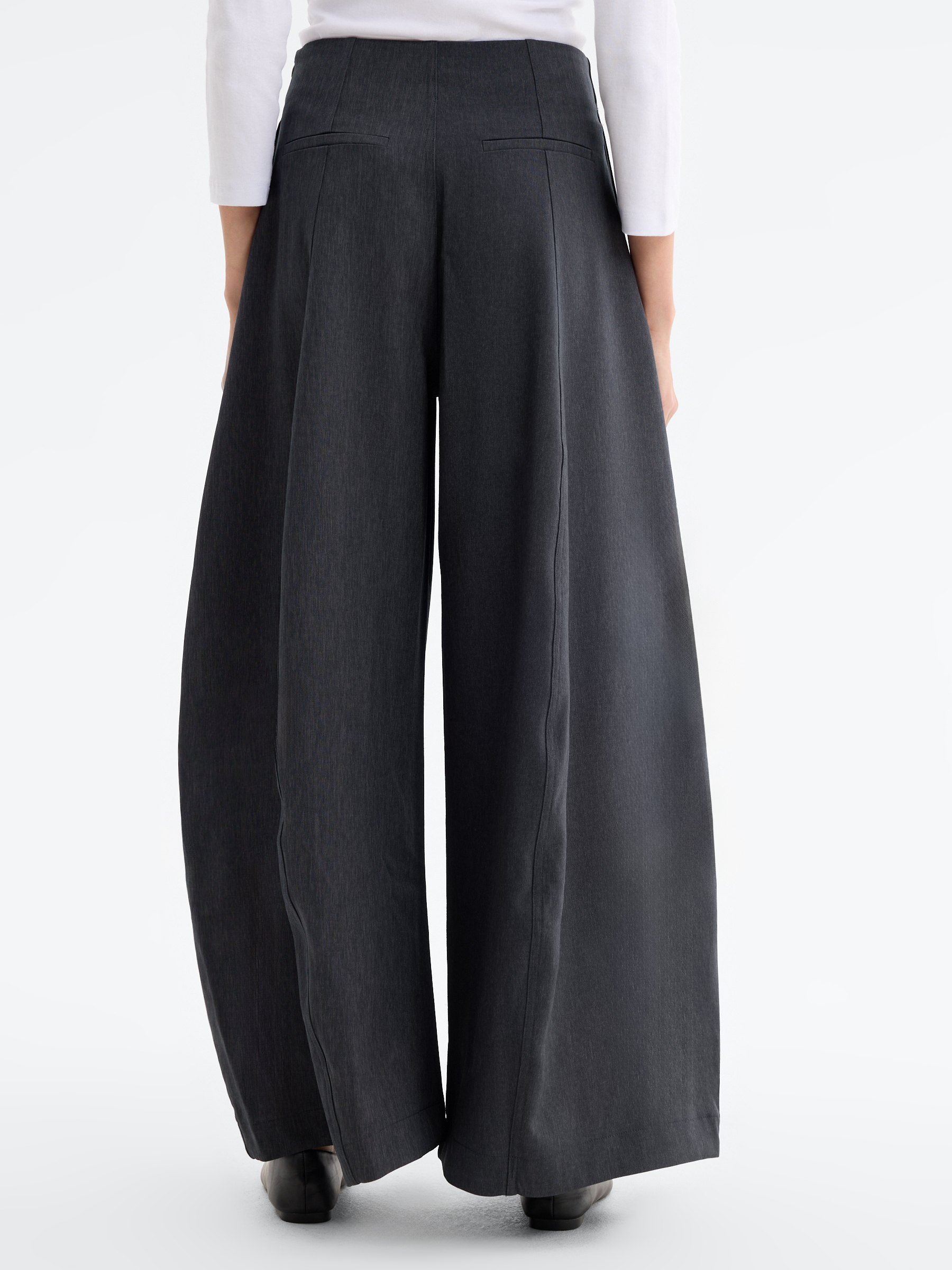 Casual wide-leg pants medium grey front view