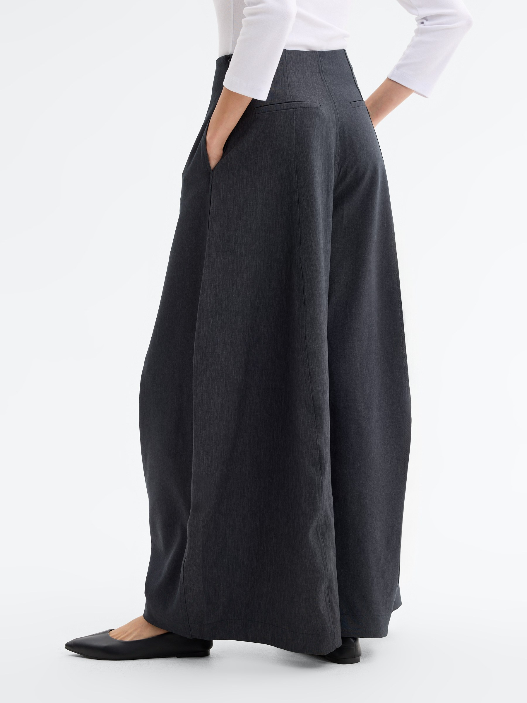 Casual wide-leg pants medium grey front view